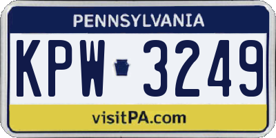 PA license plate KPW3249