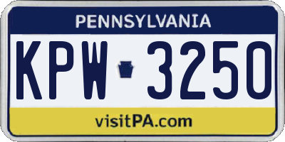 PA license plate KPW3250