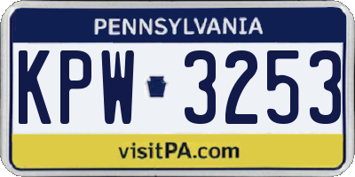 PA license plate KPW3253