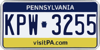 PA license plate KPW3255
