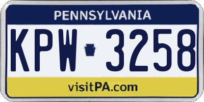 PA license plate KPW3258