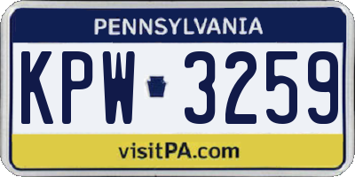 PA license plate KPW3259