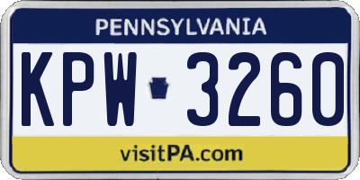 PA license plate KPW3260