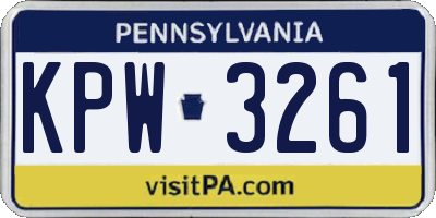 PA license plate KPW3261