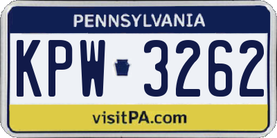 PA license plate KPW3262