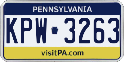 PA license plate KPW3263
