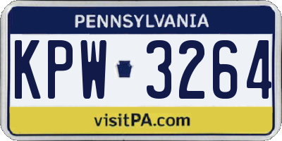 PA license plate KPW3264