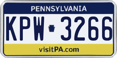PA license plate KPW3266