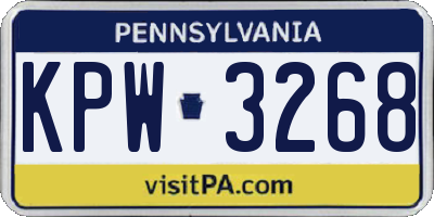 PA license plate KPW3268