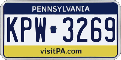 PA license plate KPW3269