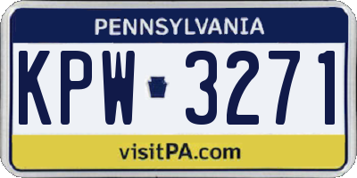 PA license plate KPW3271