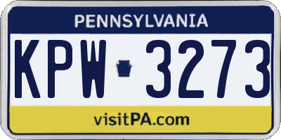 PA license plate KPW3273