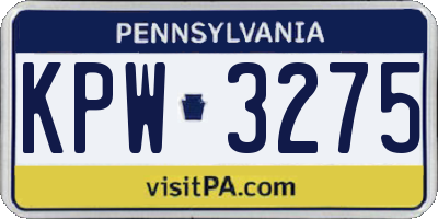 PA license plate KPW3275