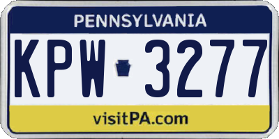 PA license plate KPW3277