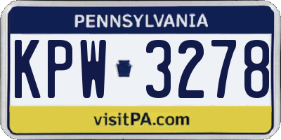PA license plate KPW3278