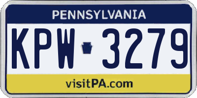 PA license plate KPW3279
