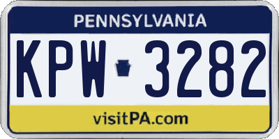 PA license plate KPW3282