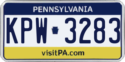PA license plate KPW3283