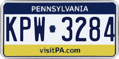 PA license plate KPW3284