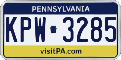 PA license plate KPW3285