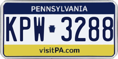 PA license plate KPW3288