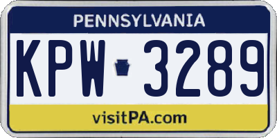 PA license plate KPW3289