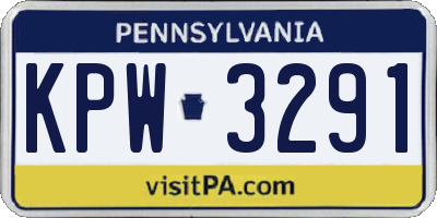 PA license plate KPW3291