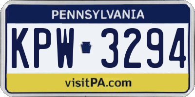 PA license plate KPW3294