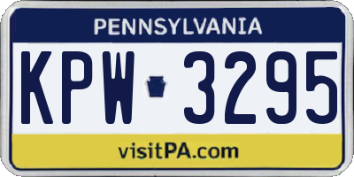 PA license plate KPW3295