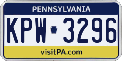 PA license plate KPW3296