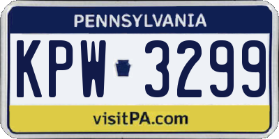 PA license plate KPW3299