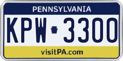 PA license plate KPW3300