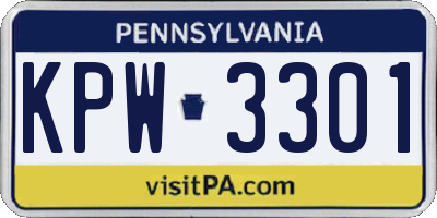 PA license plate KPW3301