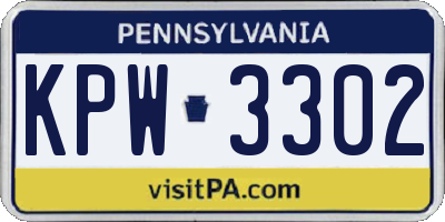 PA license plate KPW3302