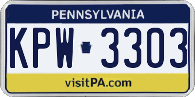 PA license plate KPW3303