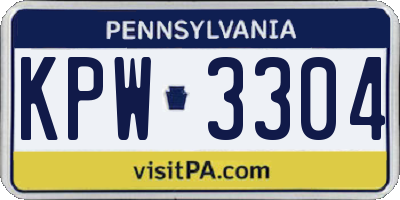 PA license plate KPW3304