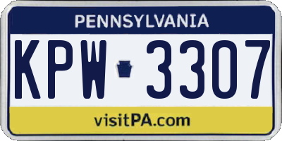 PA license plate KPW3307