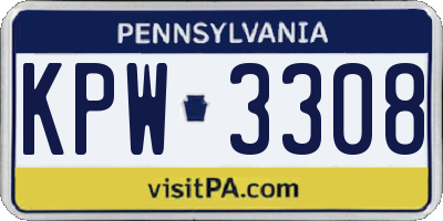 PA license plate KPW3308