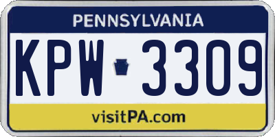 PA license plate KPW3309
