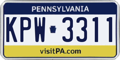 PA license plate KPW3311