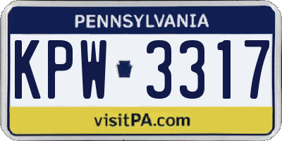 PA license plate KPW3317