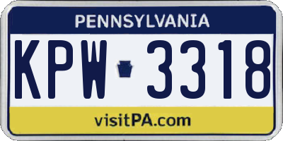 PA license plate KPW3318