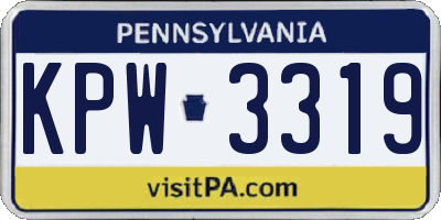 PA license plate KPW3319