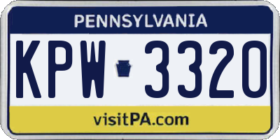 PA license plate KPW3320