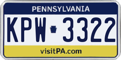 PA license plate KPW3322