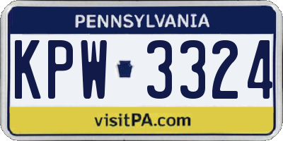 PA license plate KPW3324