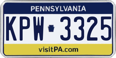 PA license plate KPW3325