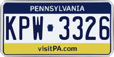 PA license plate KPW3326