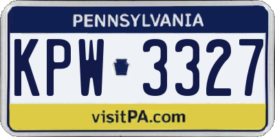 PA license plate KPW3327