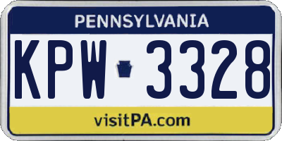 PA license plate KPW3328